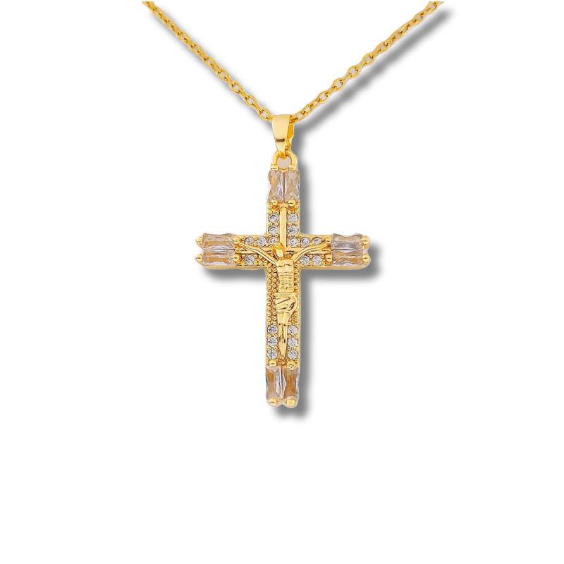 Croix cloutée dorée Necklace