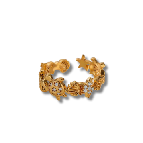 Bague Océan Dorée – Acier inoxydable 316L & Zircons