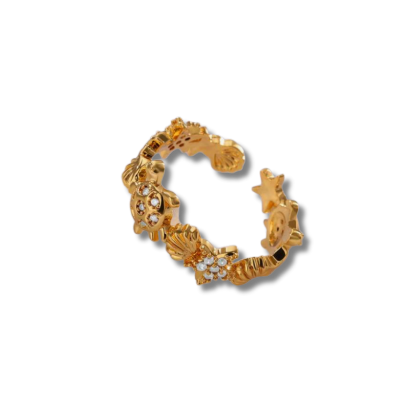 Bague Océan Dorée – Acier inoxydable 316L & Zircons