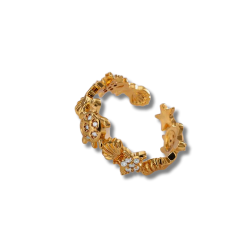 Bague Océan Dorée – Acier inoxydable 316L & Zircons