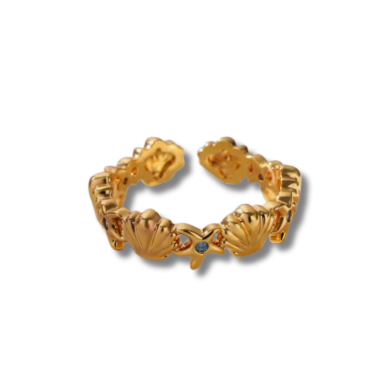 Bague Coquillage Dorée – Bijou Été Femme Hypoallergénique