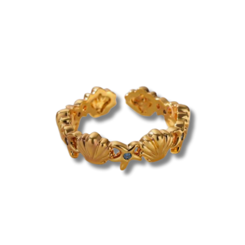 Bague Coquillage Dorée – Bijou Été Femme Hypoallergénique