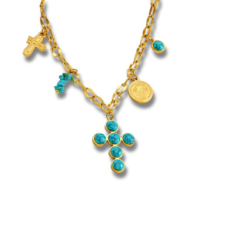 Collier breloques Croix