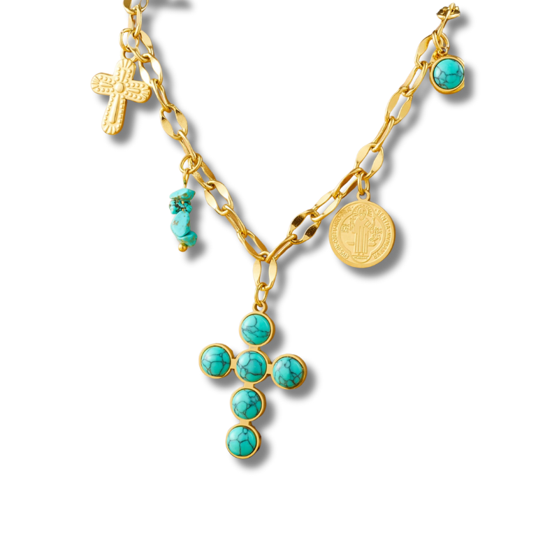 Collier breloques Croix