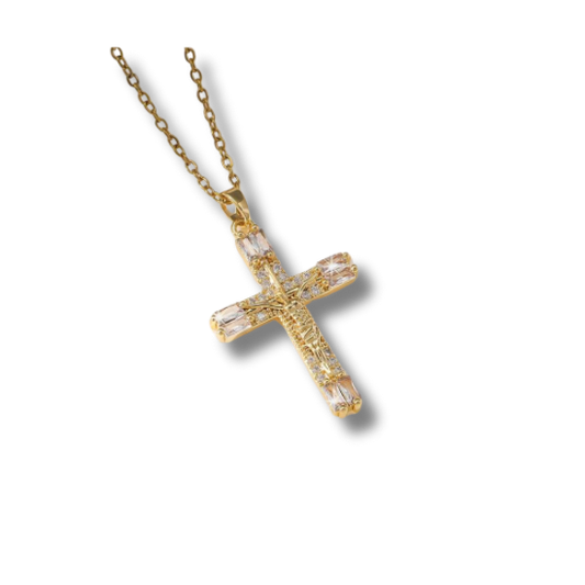 Croix cloutée dorée Necklace