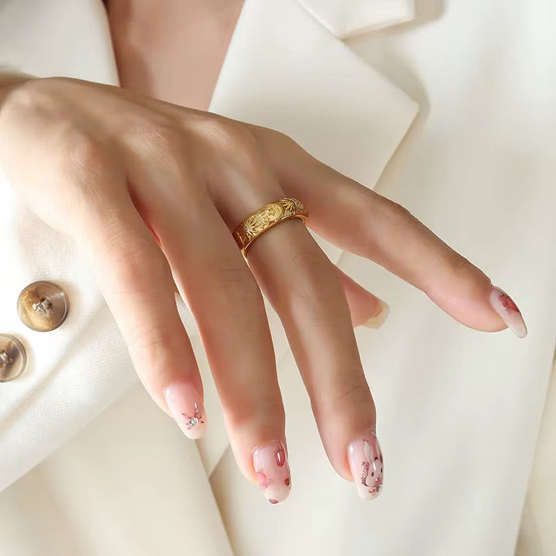 Bague sun and moon dorée