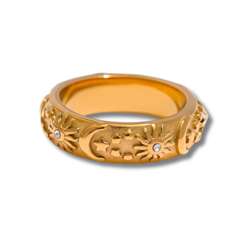 Bague sun and moon dorée